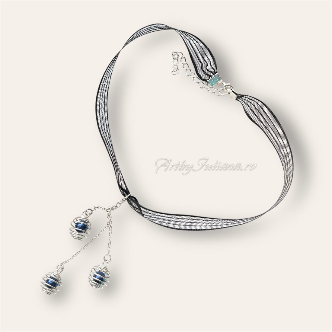 Choker dantelă neagra și pandantiv detasabil - bijuterii - coliere - chockere - Artynos.ro