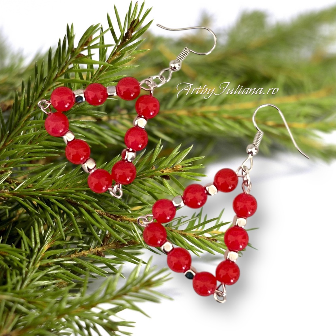 Cercei cu mărgele de sticlă - bijuterii - cercei - cercei lungi - Artynos.ro