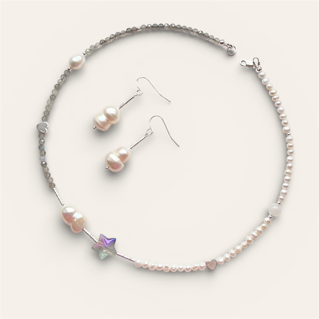 Set (colier, cercei) pietre semiprețioase și argint Steaua sudului - bijuterii - seturi de bijuterii - Artynos.ro