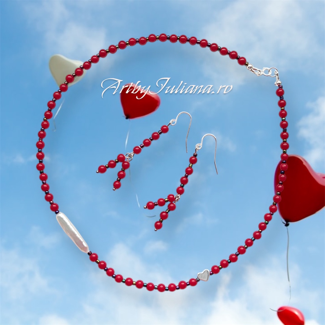 Set handmade cu argint și pietre semipretioase Semn de primăvară - bijuterii - seturi de bijuterii - Artynos.ro