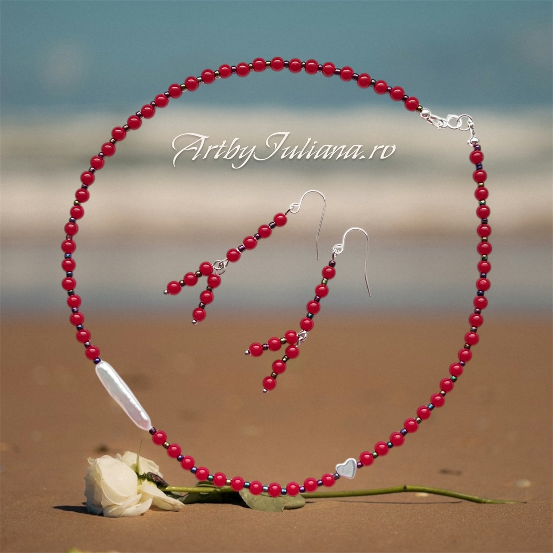 Set handmade cu argint și pietre semipretioase Semn de primăvară - bijuterii - seturi de bijuterii - Artynos.ro