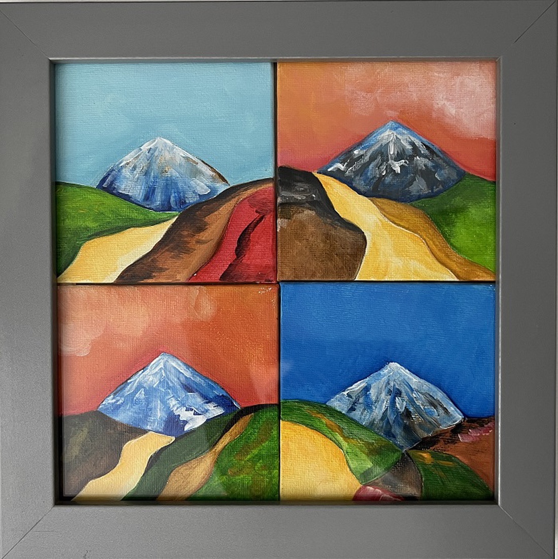 Tablou inramat - serie de 4 x 10 x 10 cm - 4 anotimpuri pe Teide - casă & stil de viață - decorațiuni de casă - picturi murale - tablouri/picturi pe pânză - Artynos.ro