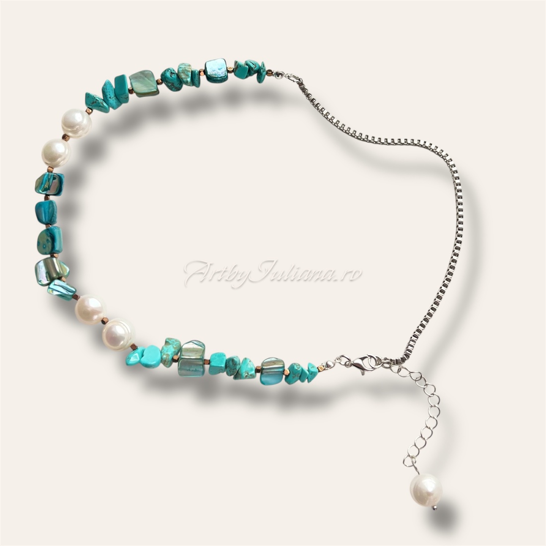 Colier handmade pietre semiprețioase  Dor de mare - bijuterii - coliere - coliere din pietre semiprețioase - Artynos.ro
