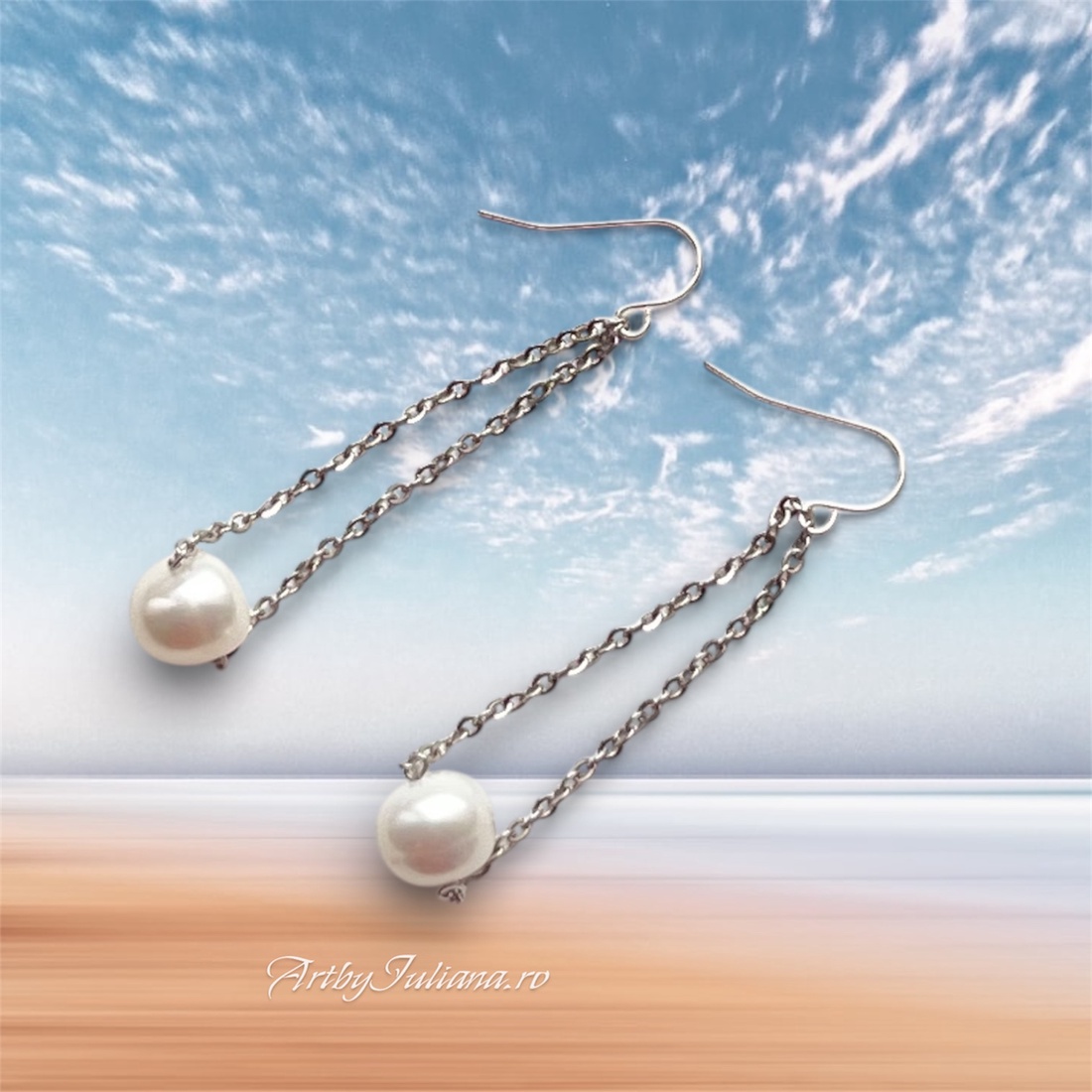 Cercei perle de cultură și argint Candelabru - bijuterii - cercei - cercei din perle - Artynos.ro