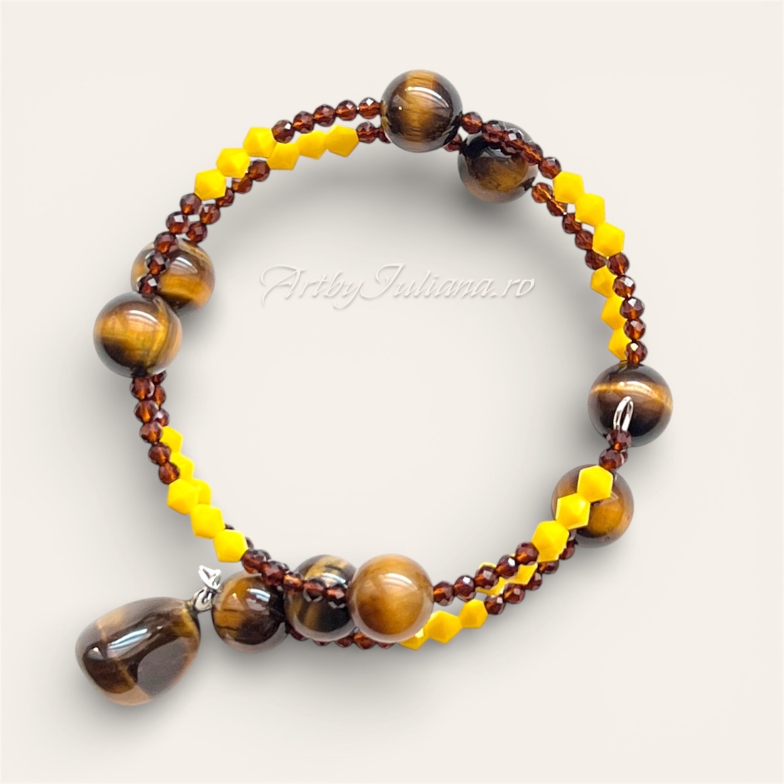 Brățară dublă pietre semiprețioase Tigrul leneș - bijuterii - brățări - brățări din pietre semiprețioase - Artynos.ro