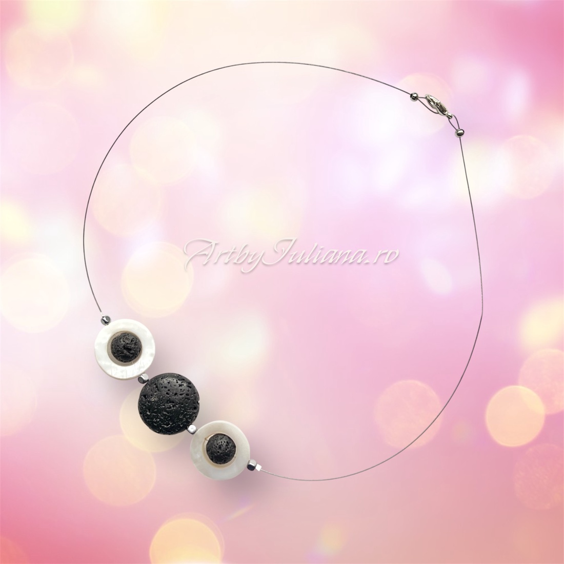 Colier pietre semipretioase Iubire cu lavă - bijuterii - coliere - coliere din pietre semiprețioase - Artynos.ro
