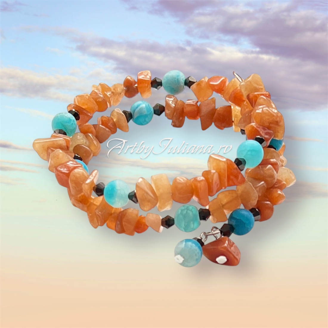 Brățară handmade pietre semiprețioase Tot ce ai nevoie este plaja - bijuterii - brățări - brățări din pietre semiprețioase - Artynos.ro