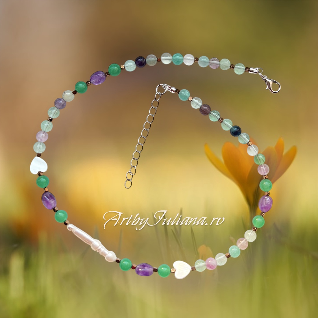 Colier handmade cu pietre semipretioase Febra primăverii - bijuterii - coliere - coliere din pietre semiprețioase - Artynos.ro
