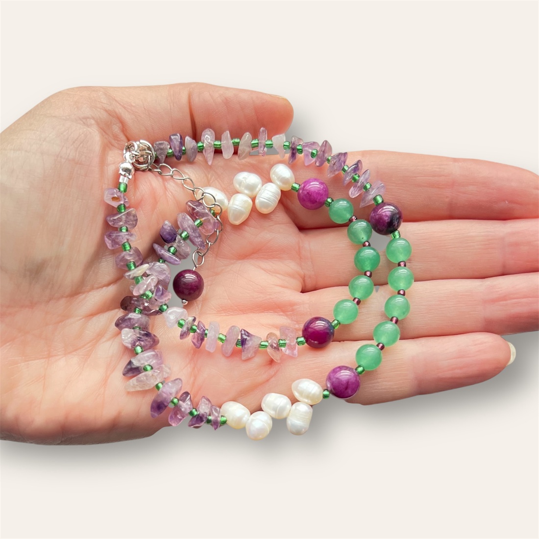 Colier handmade cu pietre semipretioase Zori de primăvară - bijuterii - coliere - coliere din pietre semiprețioase - Artynos.ro