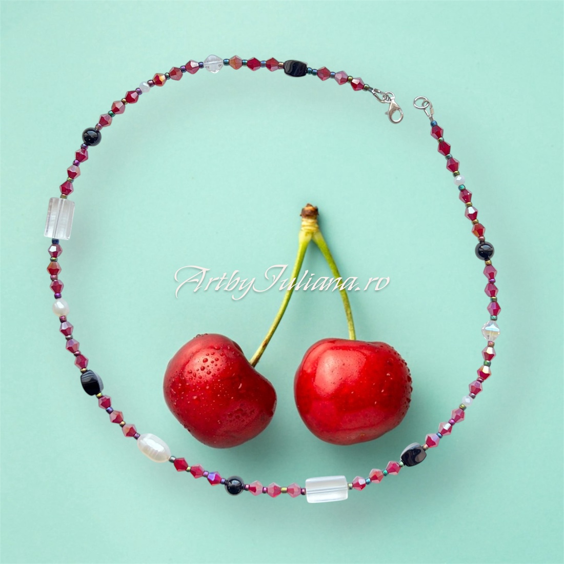 Colier argint 925 �Red mix - bijuterii - coliere - coliere din pietre semiprețioase - Artynos.ro