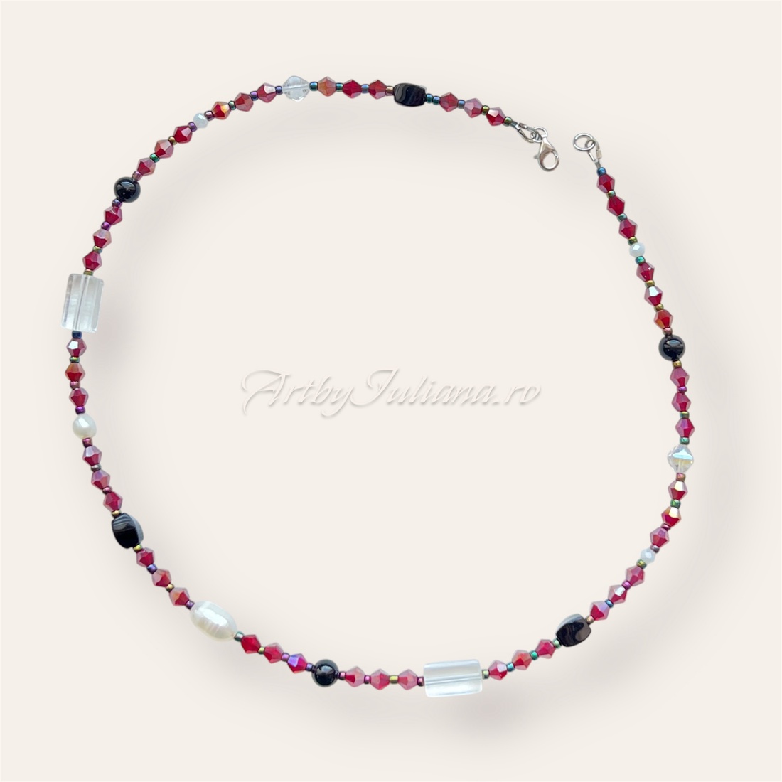 Colier argint 925 �Red mix - bijuterii - coliere - coliere din pietre semiprețioase - Artynos.ro