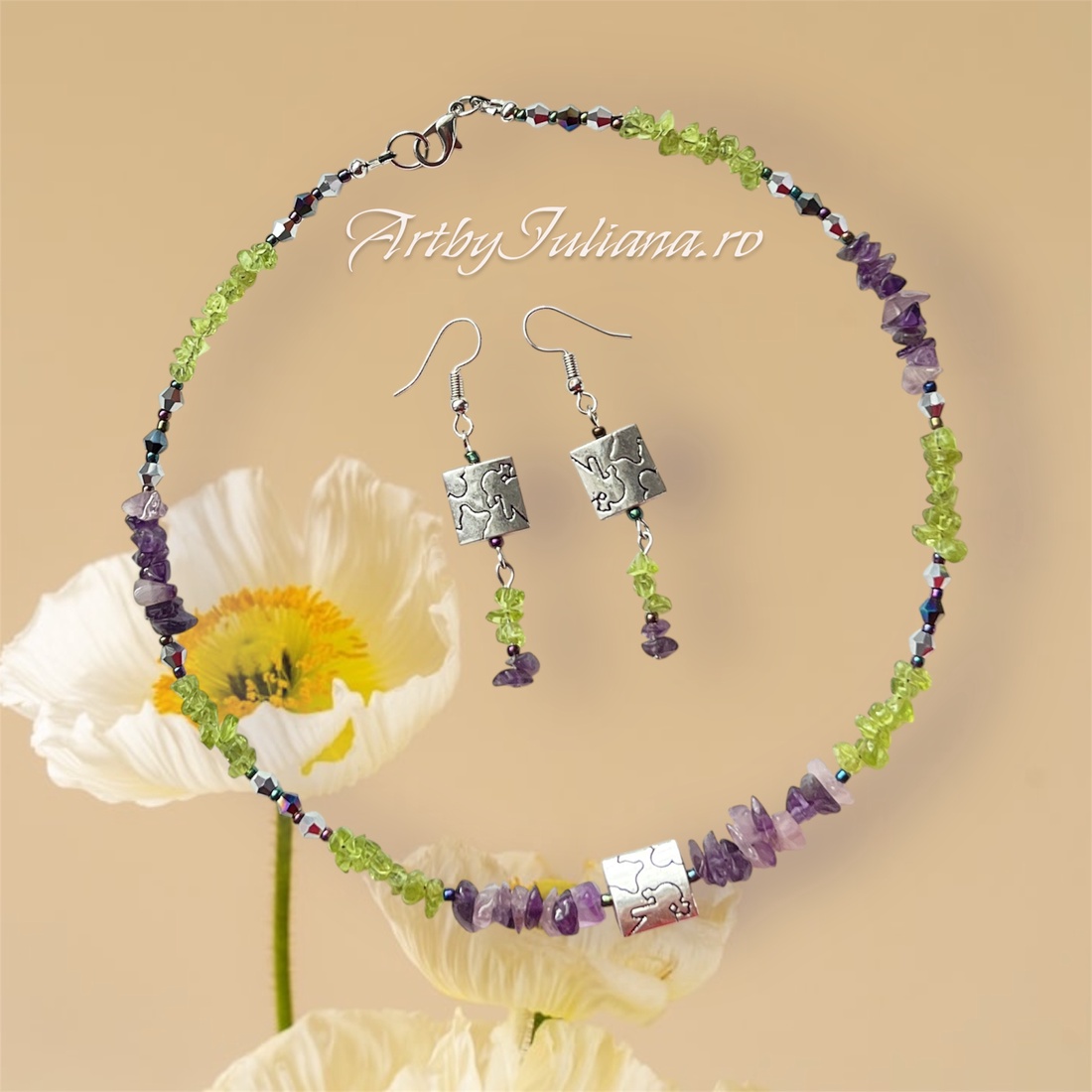 Set handmade pietre semiprețioase �Primavara e in aer - bijuterii - seturi de bijuterii - Artynos.ro
