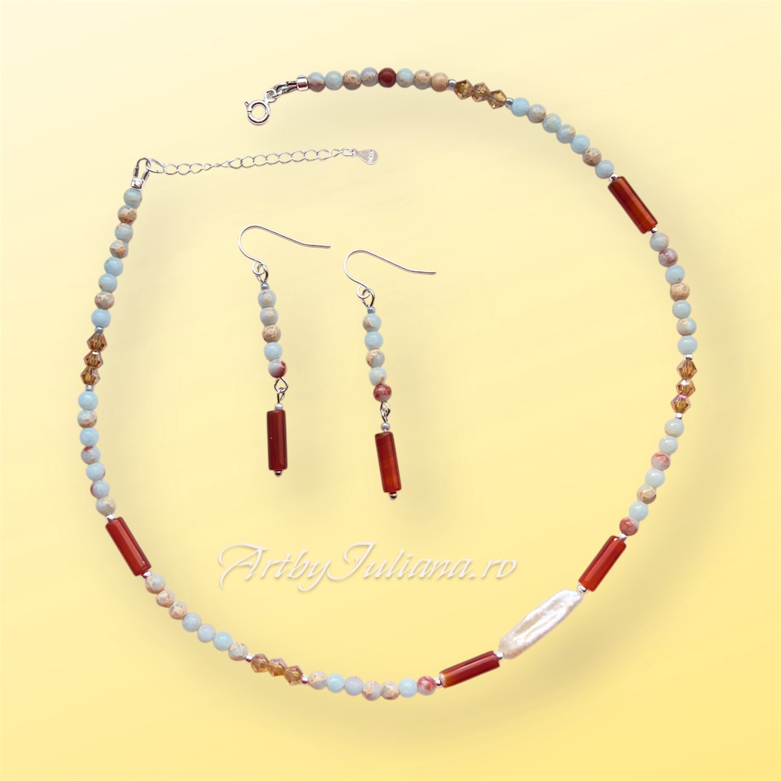 Set handmade argint si pietre semiprețioase �Maspalomas - bijuterii - seturi de bijuterii - Artynos.ro