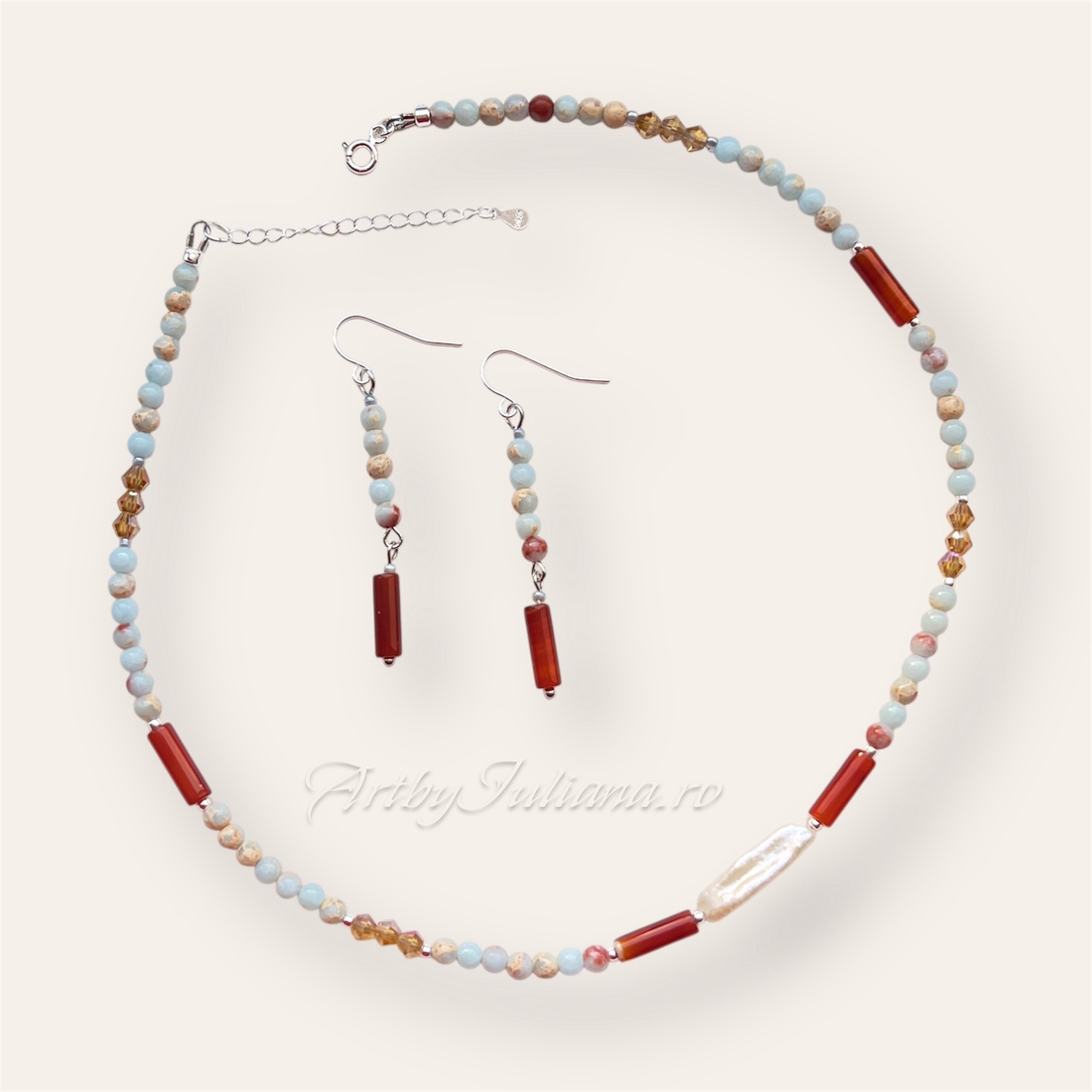 Set handmade argint si pietre semiprețioase �Maspalomas - bijuterii - seturi de bijuterii - Artynos.ro