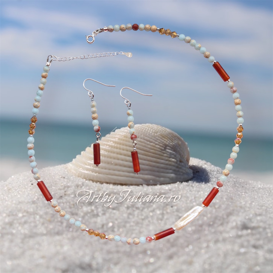 Set handmade argint si pietre semiprețioase �Maspalomas - bijuterii - seturi de bijuterii - Artynos.ro