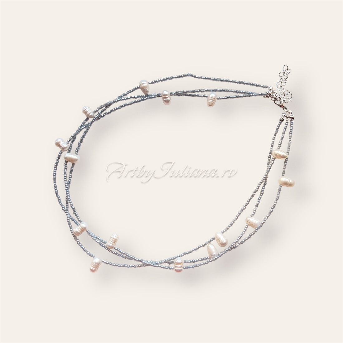 Colier multișir perle �Perle și nisip - bijuterii - coliere - coliere din perle - Artynos.ro