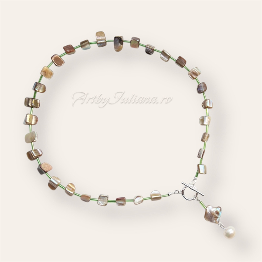 Colier handmade cu sidef �Trezirea naturii - bijuterii - coliere - coliere din pietre semiprețioase - Artynos.ro