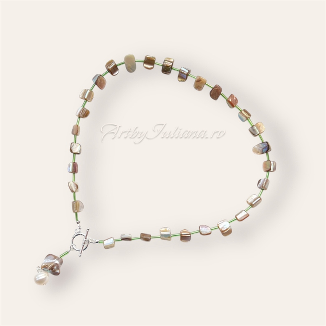 Colier handmade cu sidef �Trezirea naturii - bijuterii - coliere - coliere din pietre semiprețioase - Artynos.ro