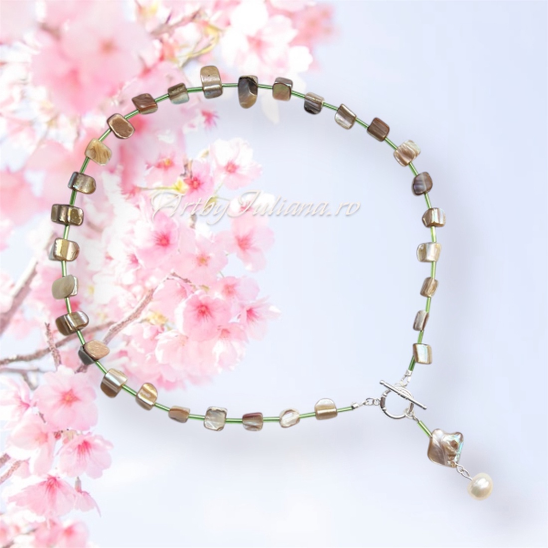 Colier handmade cu sidef �Trezirea naturii - bijuterii - coliere - coliere din pietre semiprețioase - Artynos.ro