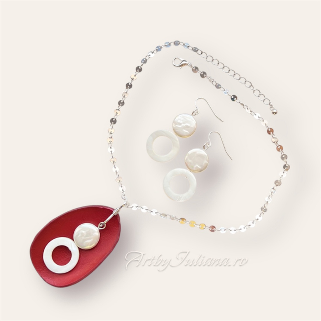 Set handmade pietre semiprețioase �Petală de floare - bijuterii - seturi de bijuterii - Artynos.ro