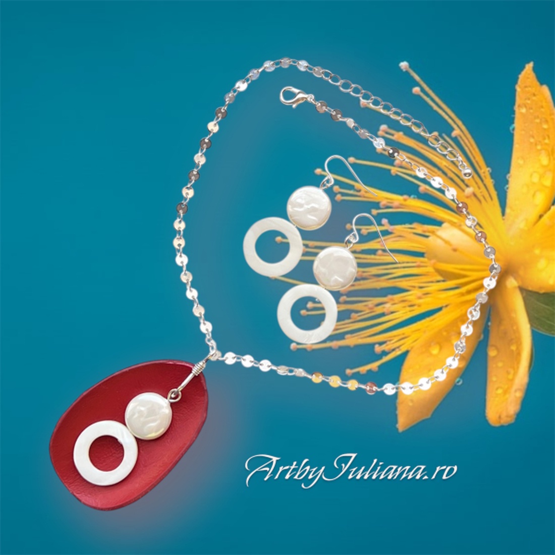 Set handmade pietre semiprețioase �Petală de floare - bijuterii - seturi de bijuterii - Artynos.ro