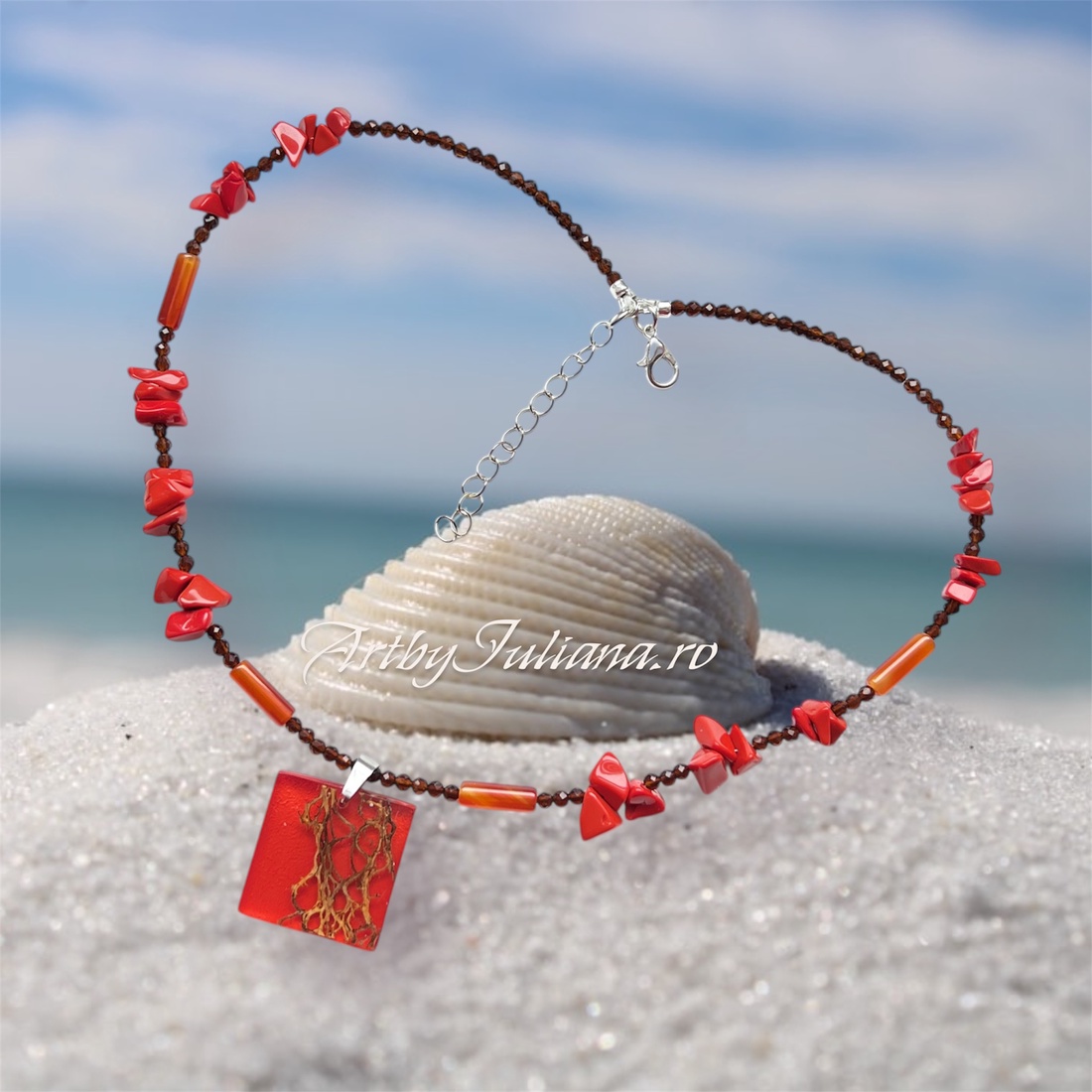 Colier handmade cu pietre semipretioase Cactus din Lanzarote - bijuterii - coliere - coliere din pietre semiprețioase - Artynos.ro