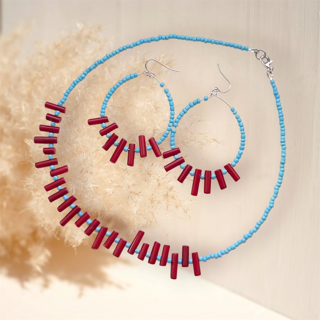 Set handmade cu pietre semipretioase Bețișoare de coral - bijuterii - seturi de bijuterii - Artynos.ro