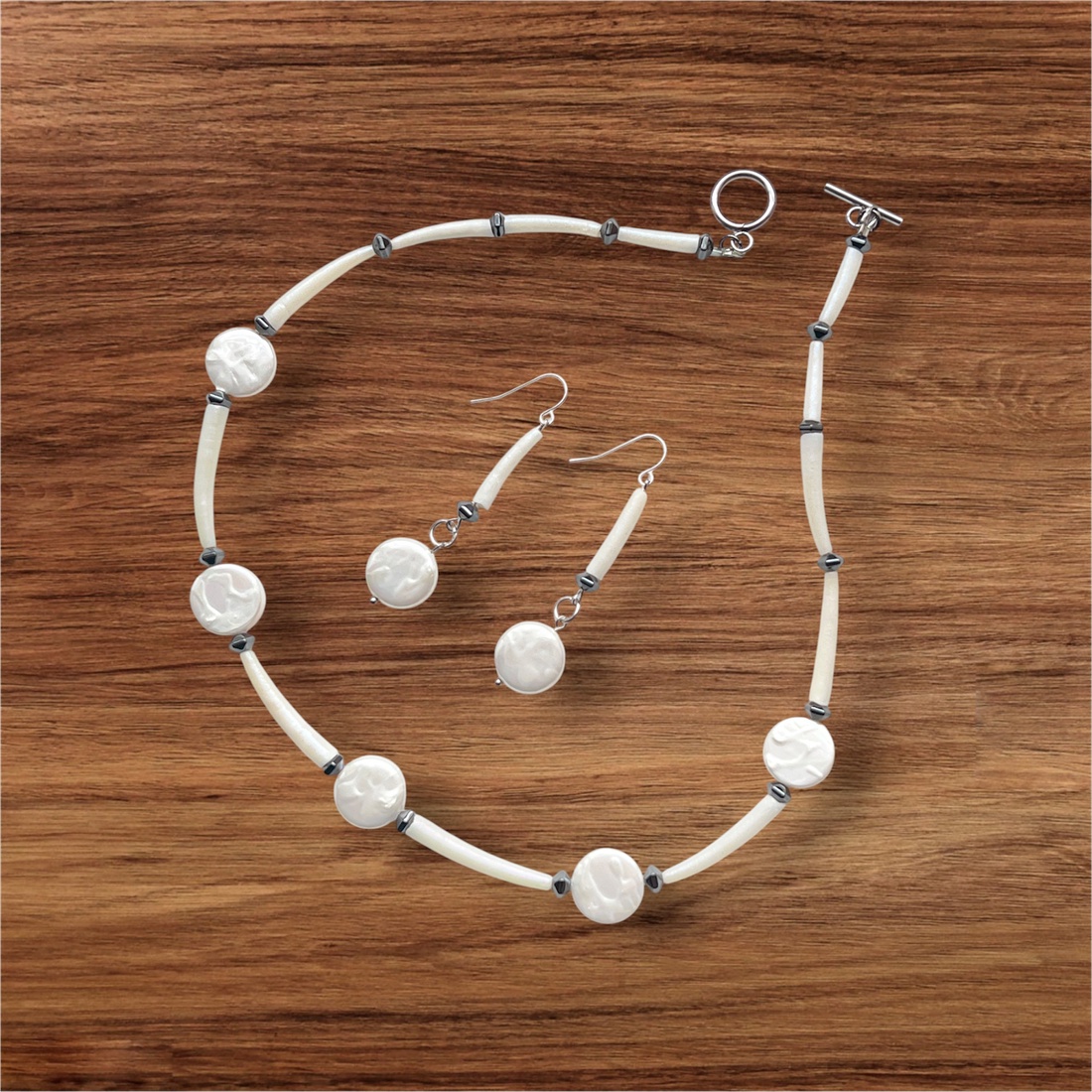 Set pietre semiprețioase și scoici Dentalium Comoara de pe plajă - bijuterii - seturi de bijuterii - Artynos.ro