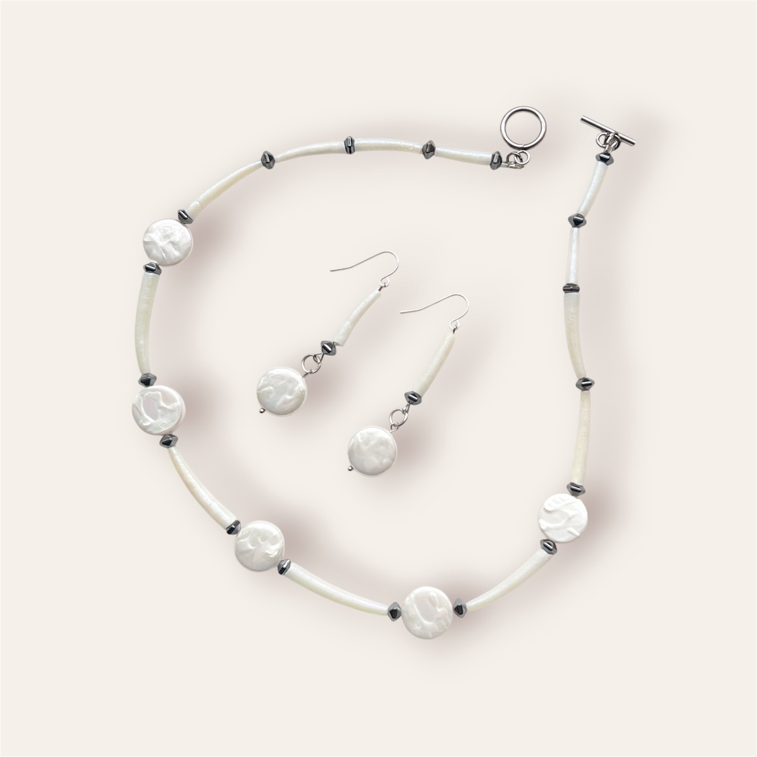 Set pietre semiprețioase și scoici Dentalium Comoara de pe plajă - bijuterii - seturi de bijuterii - Artynos.ro