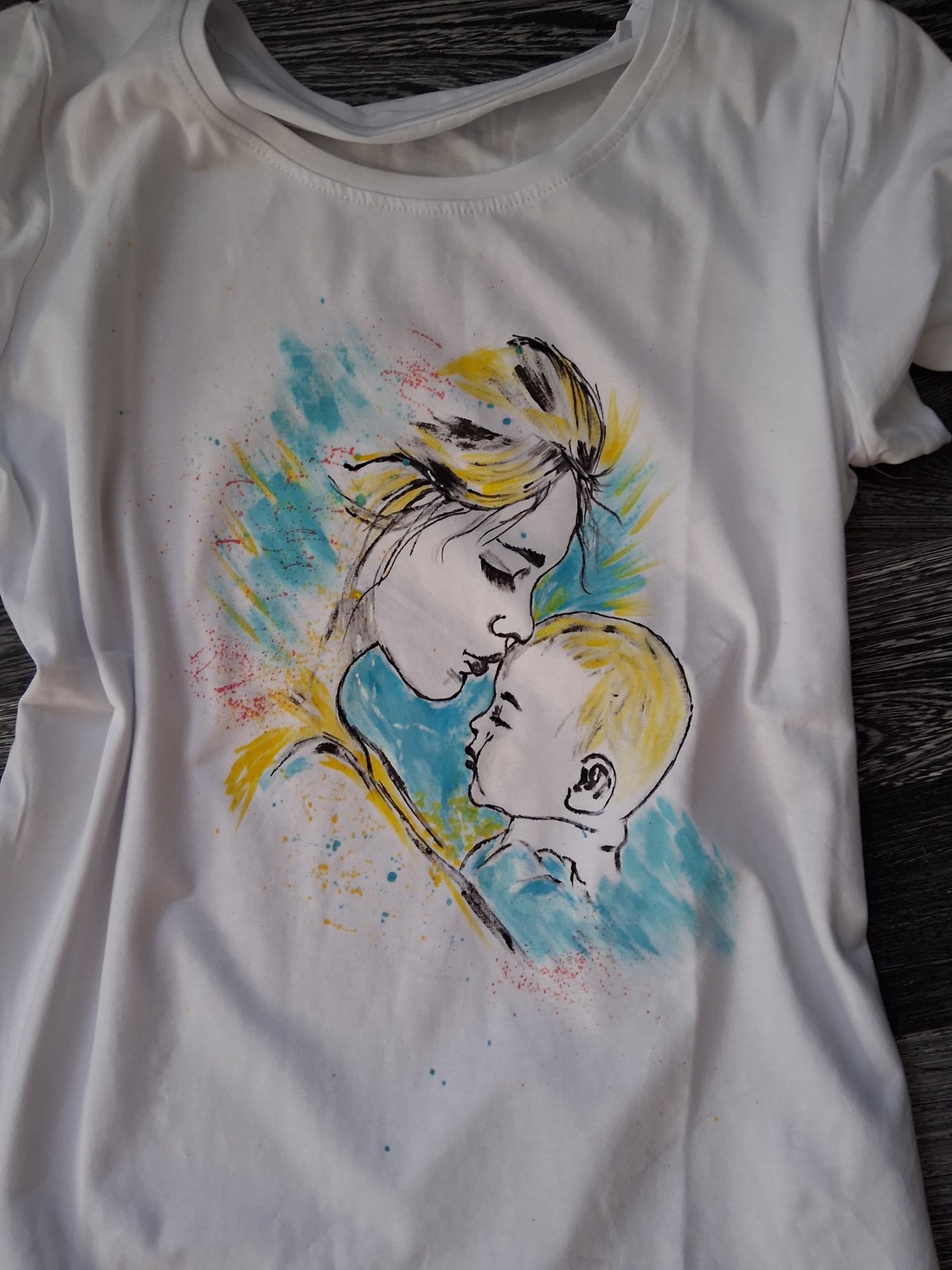 Tricou pictat manual - îmbrăcăminte și modă - set de perechi - set mamă-fiică (haine, accesorii) - Artynos.ro