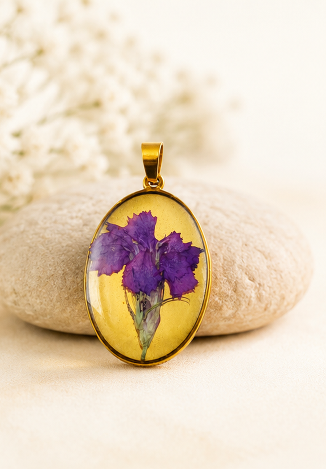 Pandantiv cu floare violet - bijuterii - coliere - coliere cu pandative - Artynos.ro