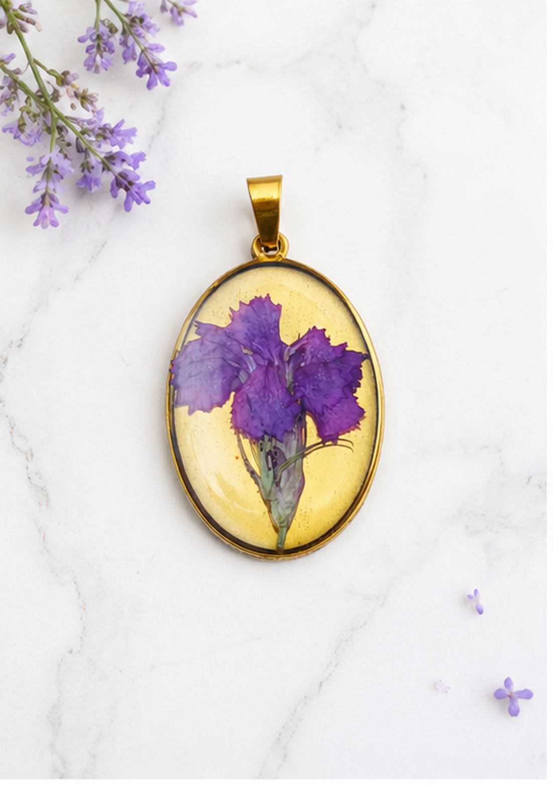 Pandantiv cu floare violet - bijuterii - coliere - coliere cu pandative - Artynos.ro