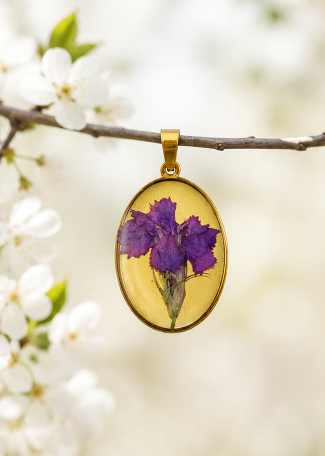 Pandantiv cu floare violet - bijuterii - coliere - coliere cu pandative - Artynos.ro