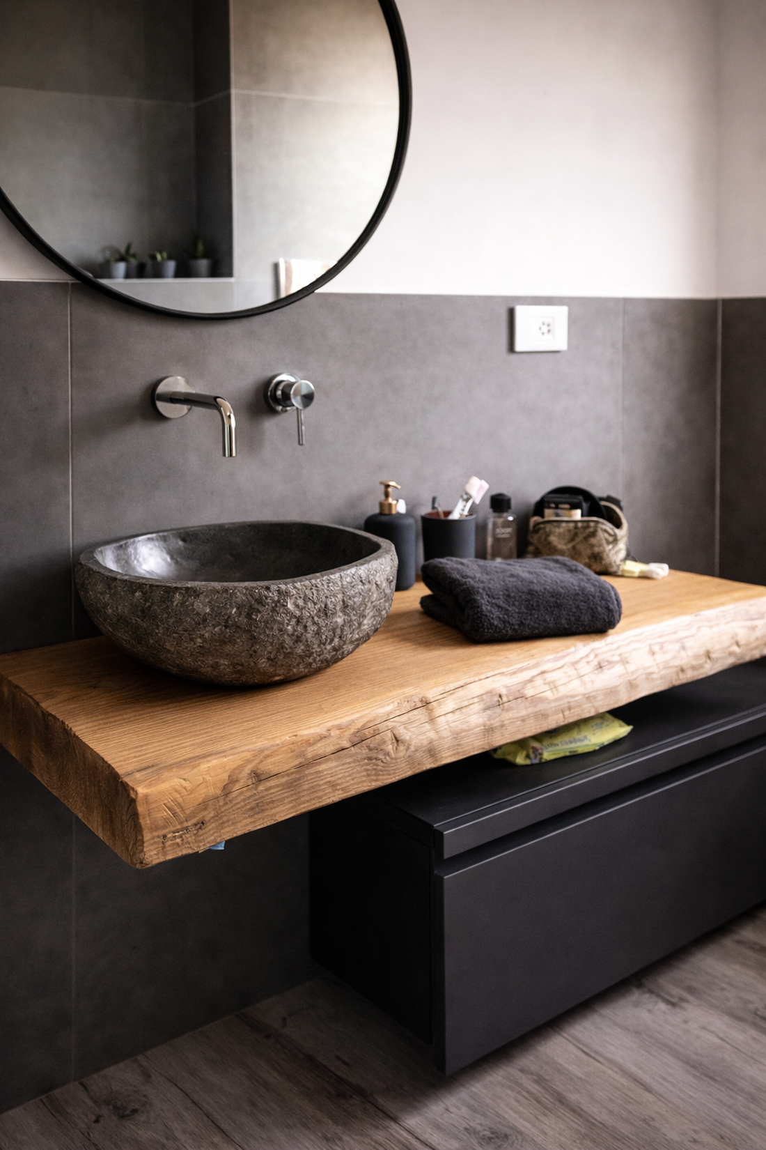 Blat baie din lemn masiv margini naturale� blat rustic pentru baie moderna  - casă & stil de viață - mobilier artizanal - alt mobilier - Artynos.ro