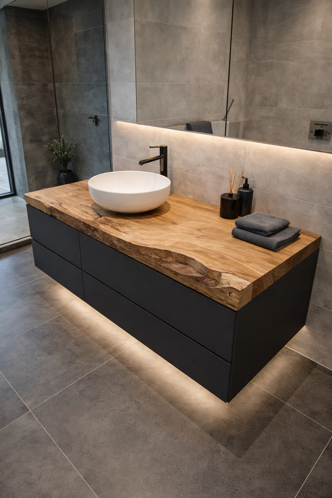 Blat baie lemn masiv cu margini naturale � blat baie moderna  - casă & stil de viață - mobilier artizanal - alt mobilier - Artynos.ro