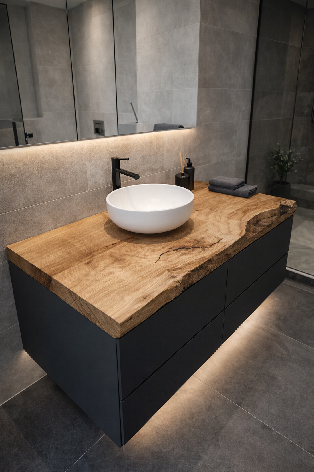 Blat baie lemn masiv cu margini naturale � blat baie moderna  - casă & stil de viață - mobilier artizanal - alt mobilier - Artynos.ro