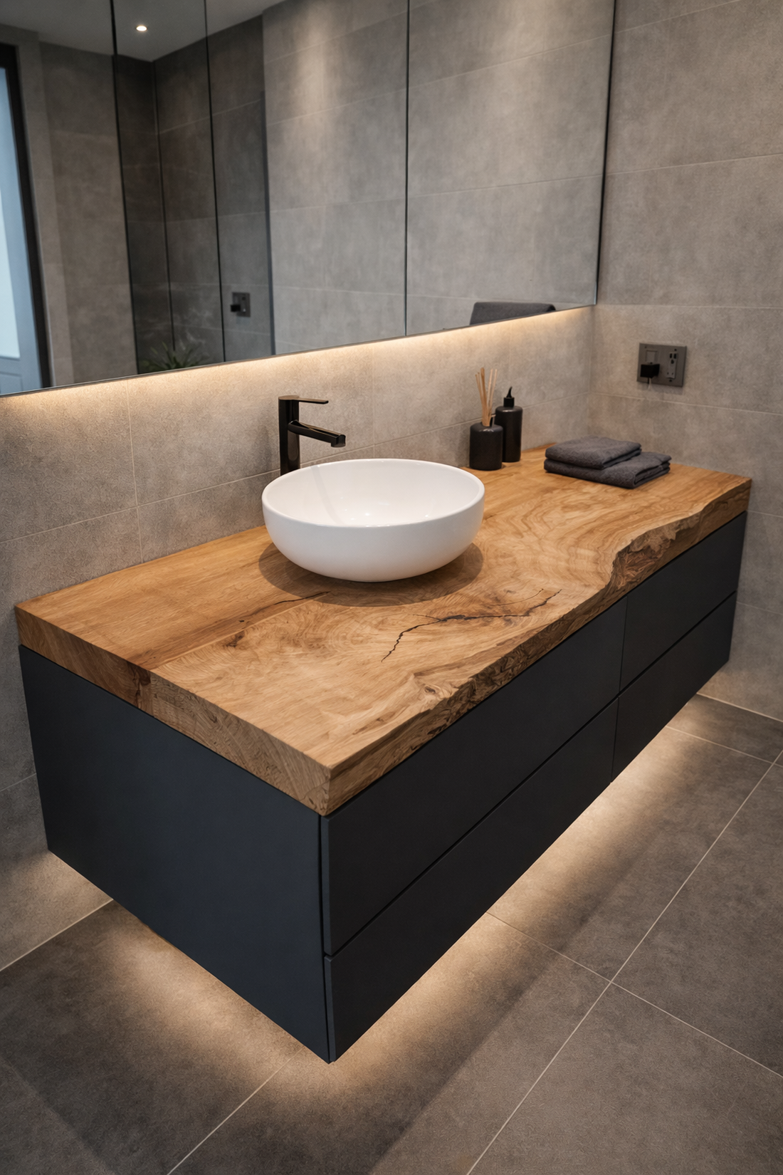 Blat baie lemn masiv cu margini naturale � blat baie moderna  - casă & stil de viață - mobilier artizanal - alt mobilier - Artynos.ro