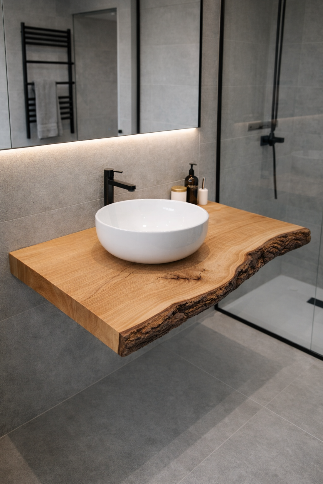 Blaturi de baie, lemn masiv de stejar � blat pentru lavoar, blat rustic modern - casă & stil de viață - mobilier artizanal - alt mobilier - Artynos.ro