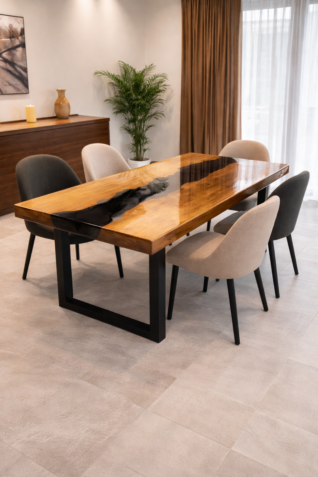 Masă din lemn masiv cu rășină epoxy  - casă & stil de viață - mobilier artizanal - mese - Artynos.ro