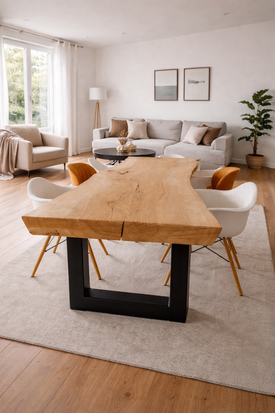 Masă bucătărie din lemn masiv cu margini naturale - 180x60x75 cm - casă & stil de viață - mobilier artizanal - mese - Artynos.ro
