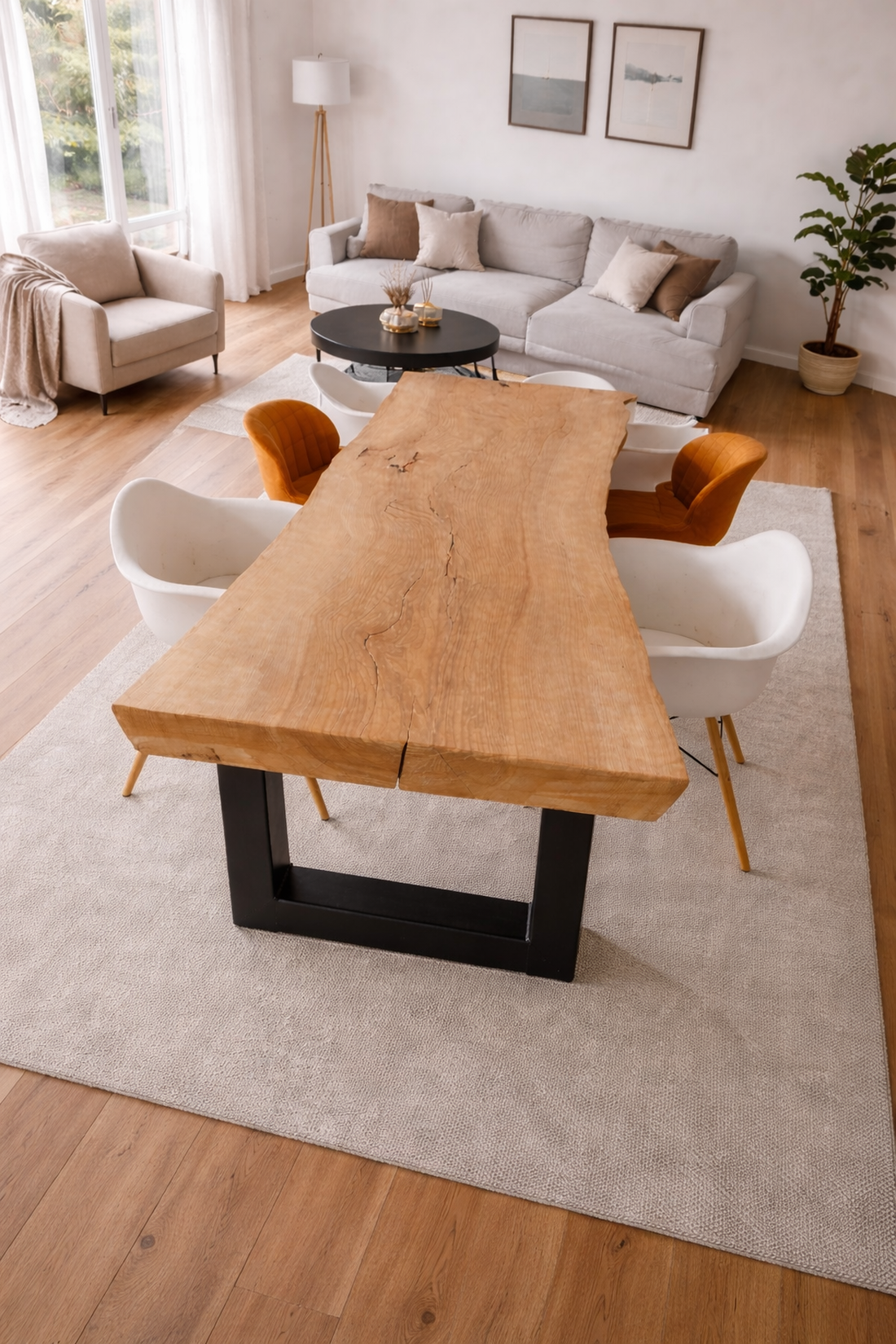 Masă bucătărie din lemn masiv cu margini naturale - 180x60x75 cm - casă & stil de viață - mobilier artizanal - mese - Artynos.ro