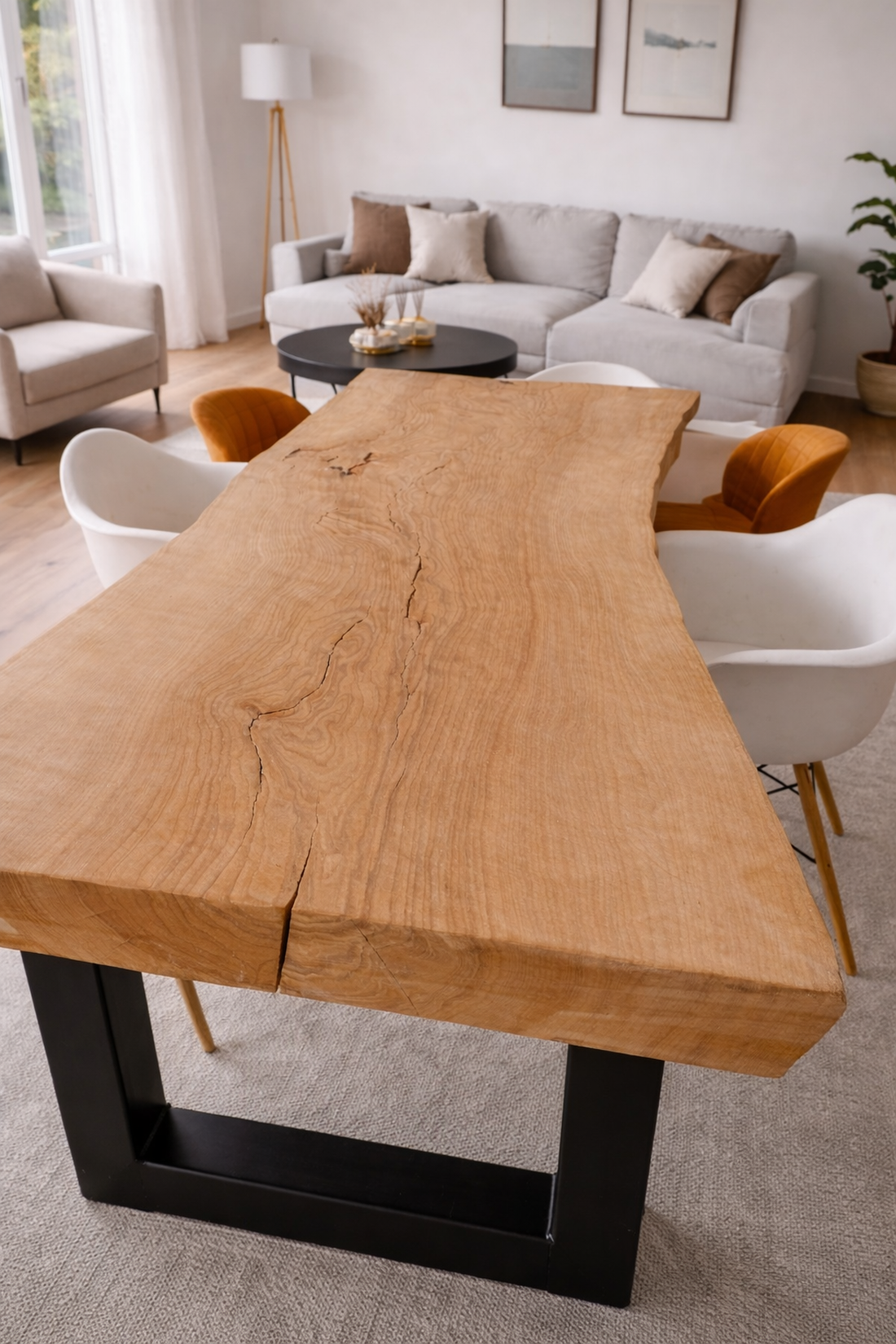 Masă bucătărie din lemn masiv cu margini naturale - 180x60x75 cm - casă & stil de viață - mobilier artizanal - mese - Artynos.ro