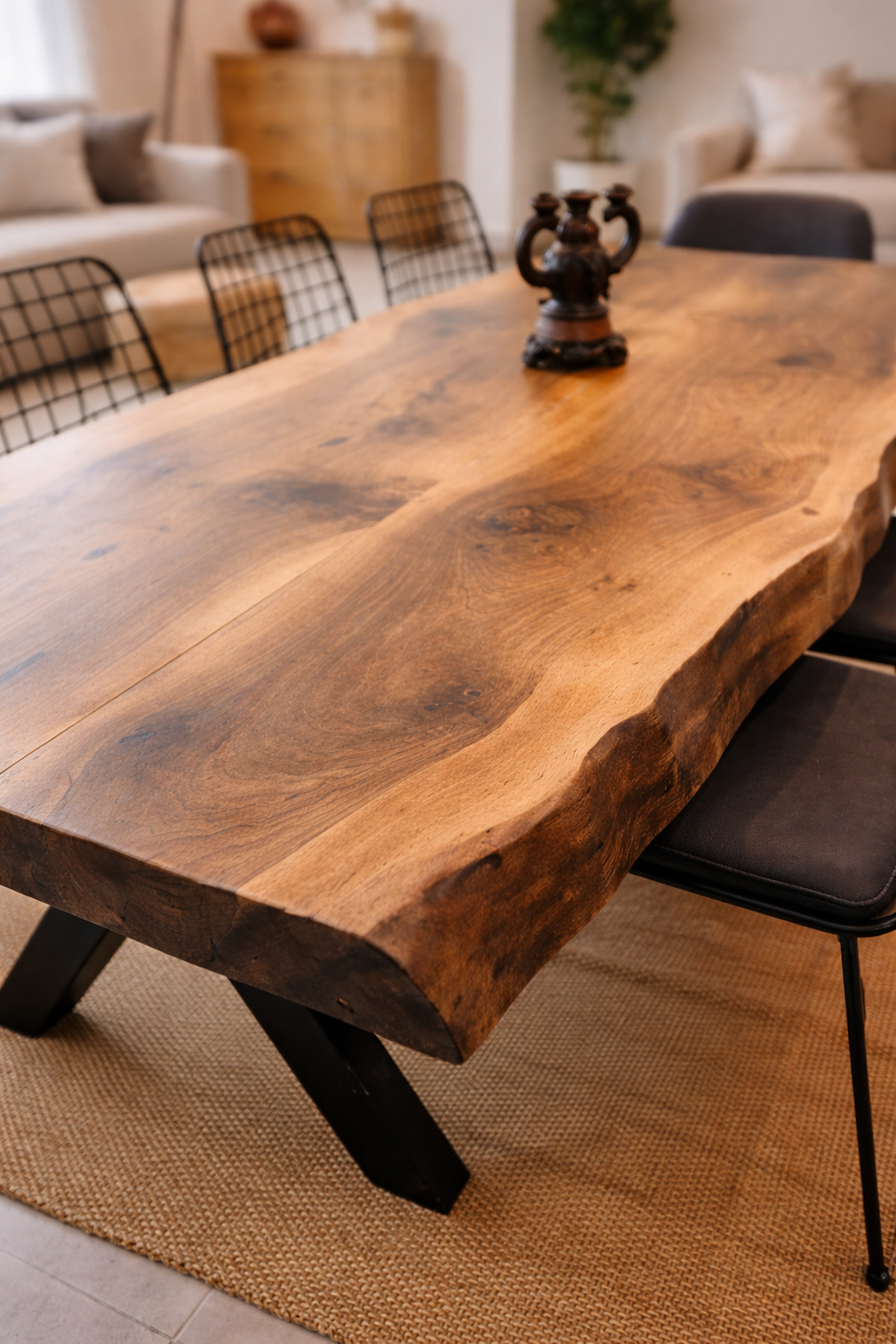 Masă dining din lemn masiv de stejar - design modern cu margini naturale (live edge). - casă & stil de viață - mobilier artizanal - mese - Artynos.ro