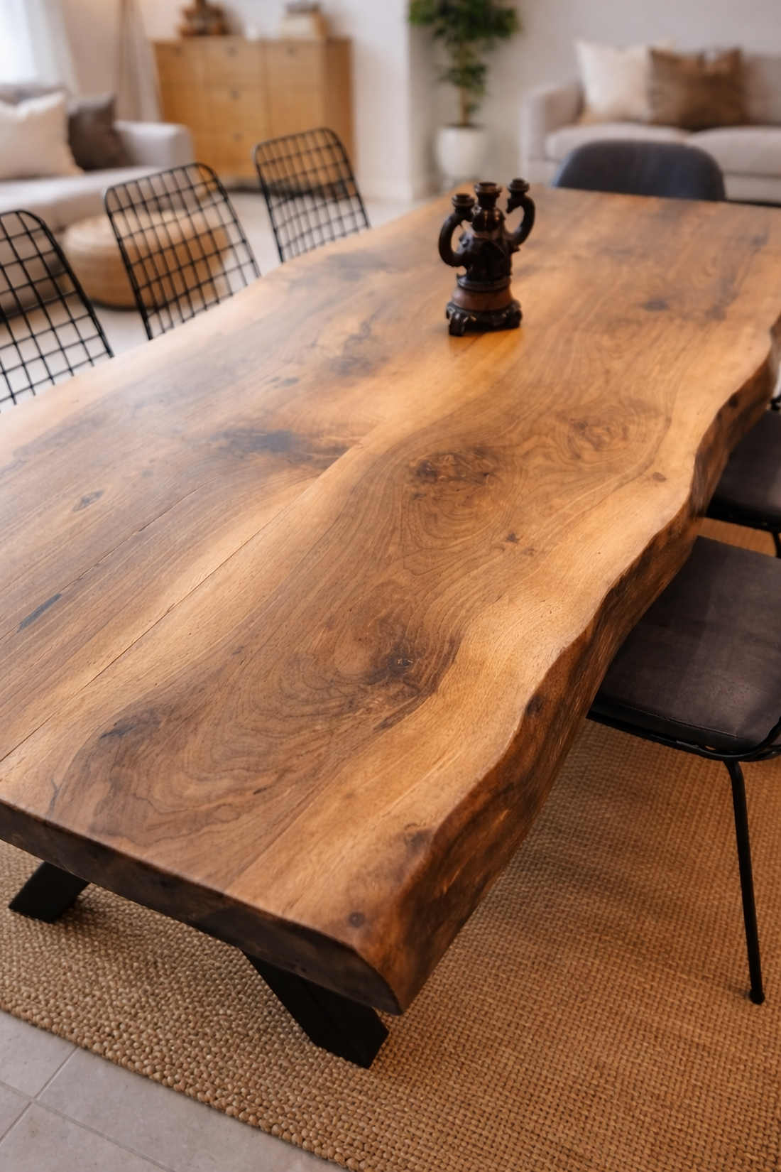 Masă dining din lemn masiv de stejar - design modern cu margini naturale (live edge). - casă & stil de viață - mobilier artizanal - mese - Artynos.ro