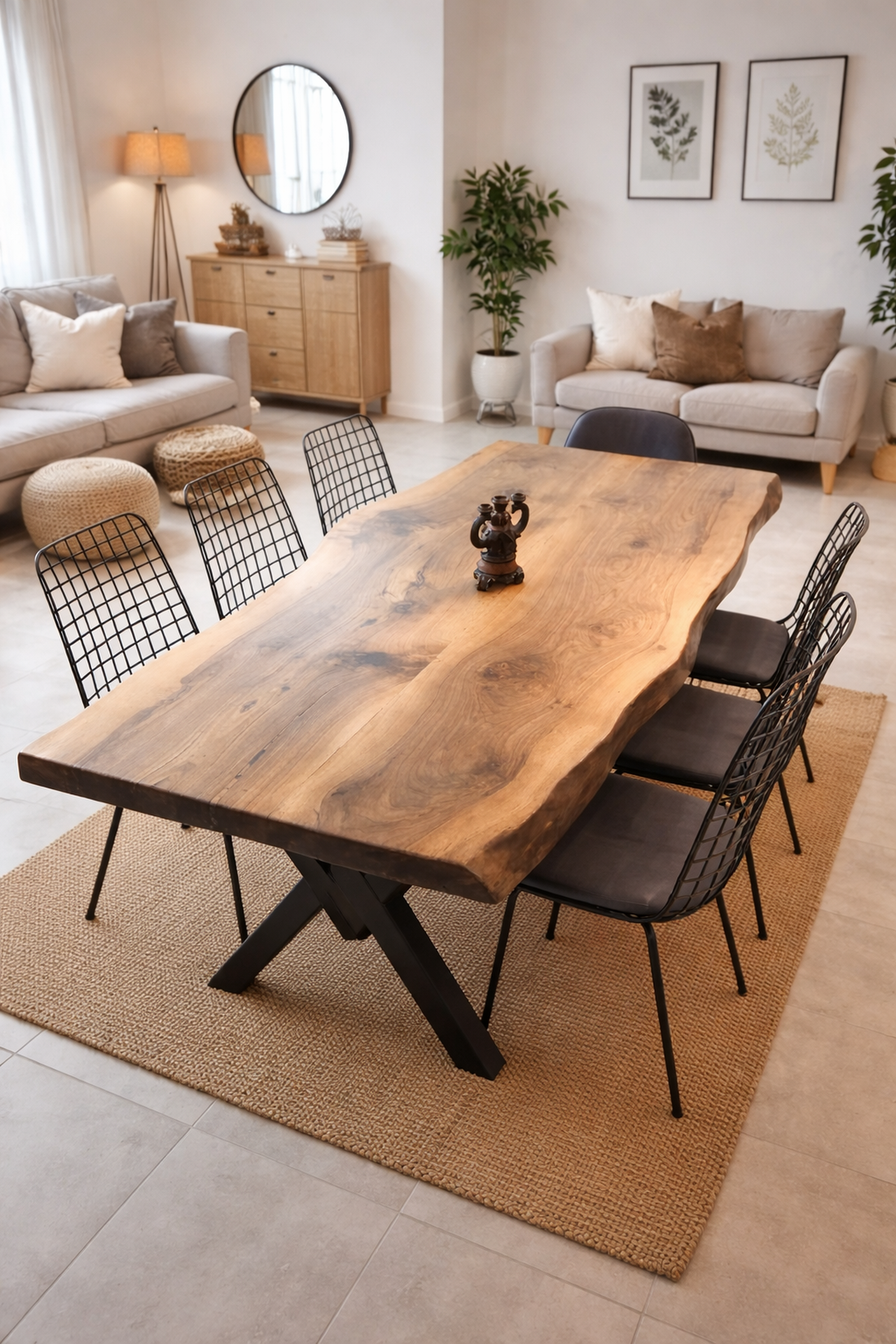 Masă dining din lemn masiv de stejar - design modern cu margini naturale (live edge). - casă & stil de viață - mobilier artizanal - mese - Artynos.ro