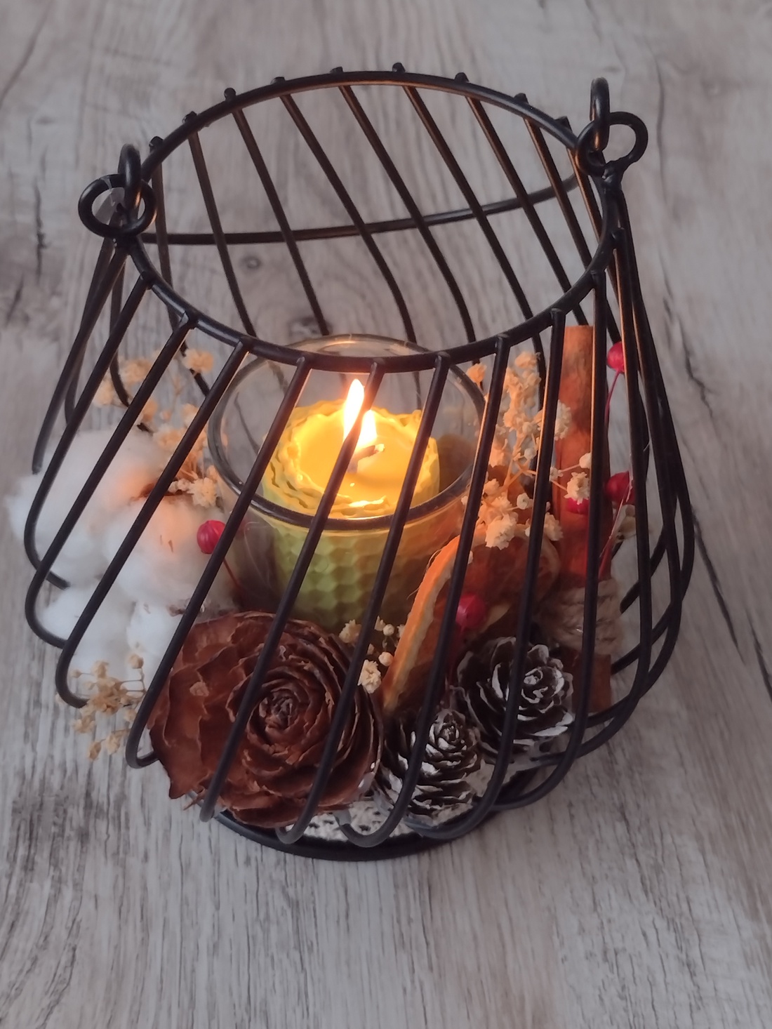 Felinar cu suport pentru lumânare  - crăciun - decorațiuni de advent - decor pentru masa de advent - Artynos.ro