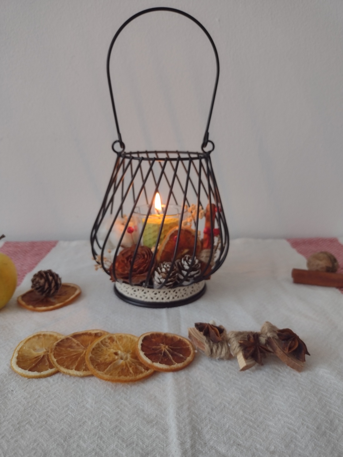 Felinar cu suport pentru lumânare  - crăciun - decorațiuni de advent - decor pentru masa de advent - Artynos.ro