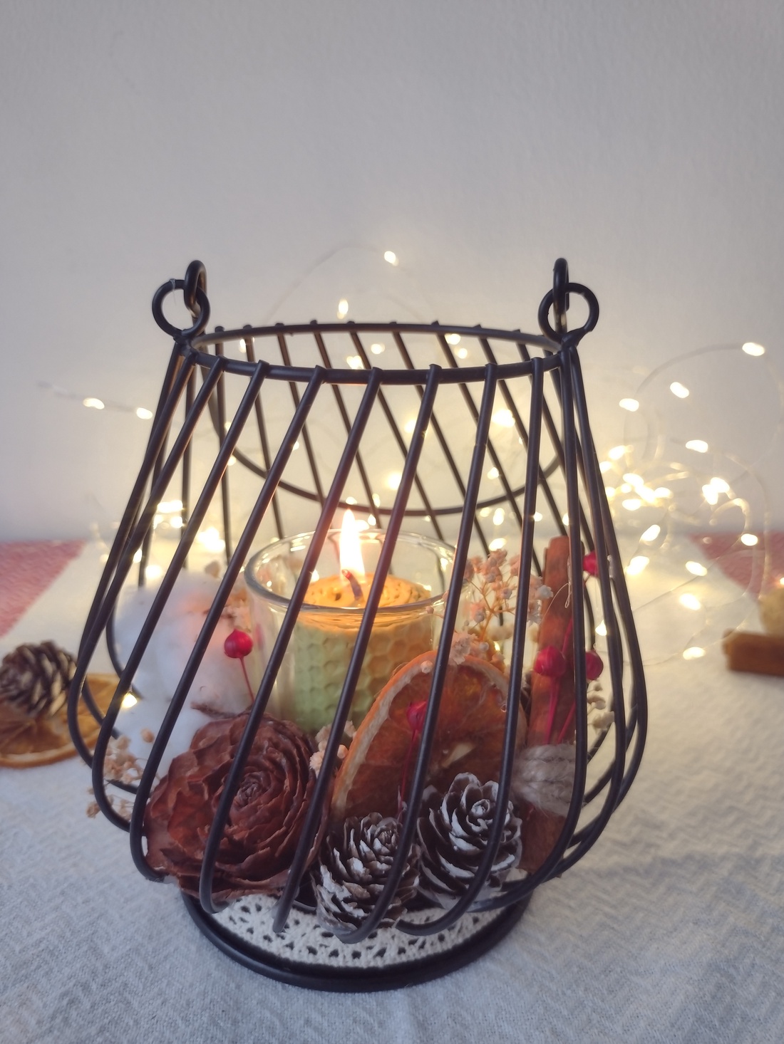 Felinar cu suport pentru lumânare  - crăciun - decorațiuni de advent - decor pentru masa de advent - Artynos.ro