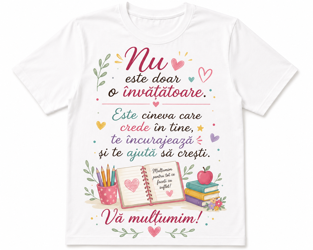 Tricou personalizat pentru doamna învățătoare - îmbrăcăminte și modă - haine damă - tricou și top de damă - Artynos.ro