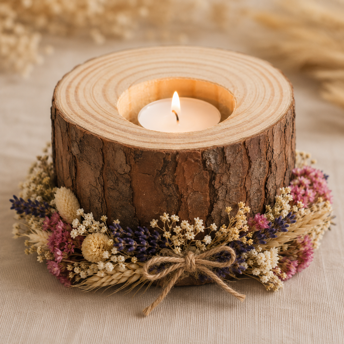 Suport pentru lumânare din trunchi natural de pin  - casă & stil de viață - lumânări, parfumuri, arome - suport de lumânări - Artynos.ro
